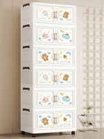 organisateur vêtements armoire tiroirs dessins animés ours lapins moderne blanc roulettes pliable chambre salon