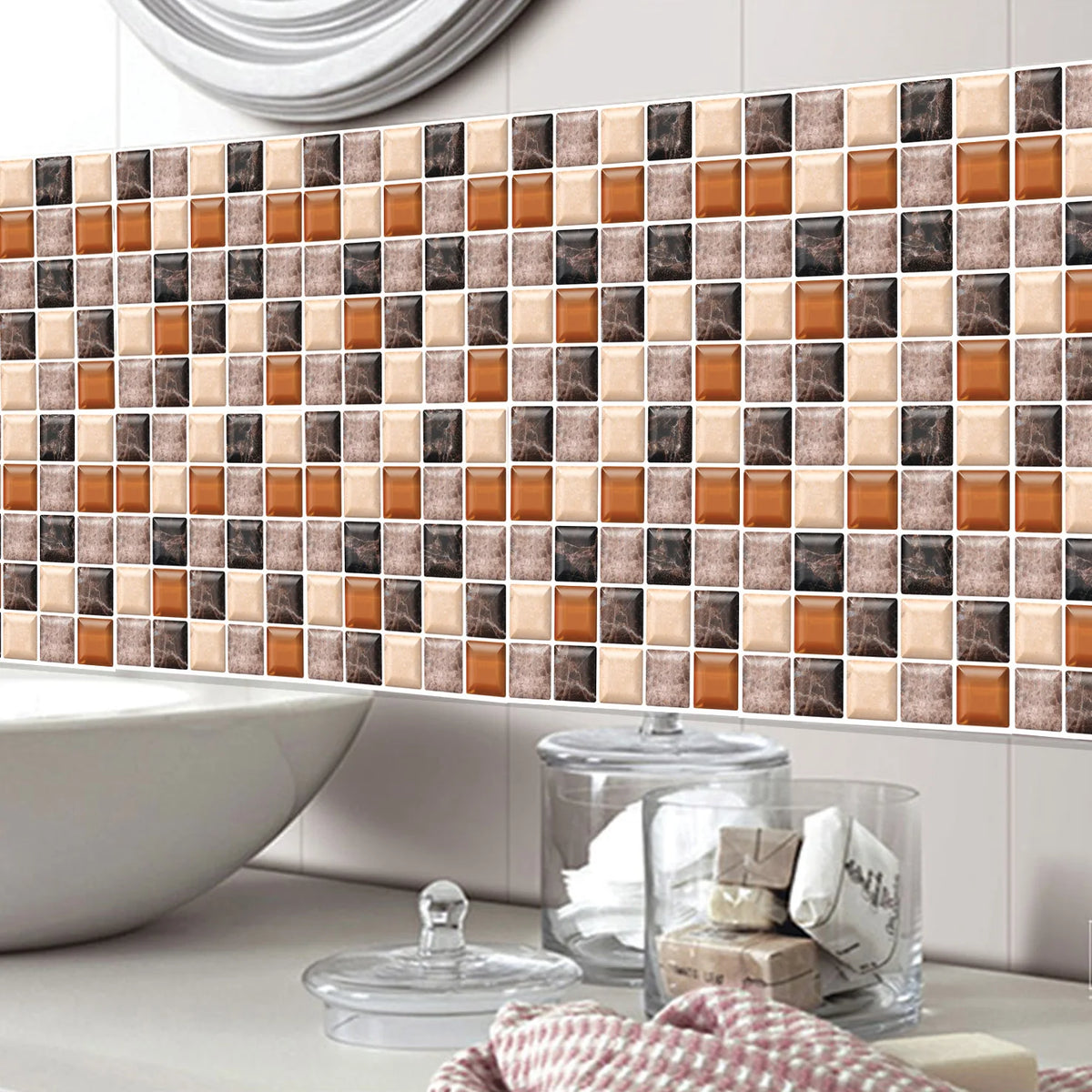 carreaux mosaïque adhésifs modernes 20x20cm imperméables antimoisissures résistants feu 10 feuilles