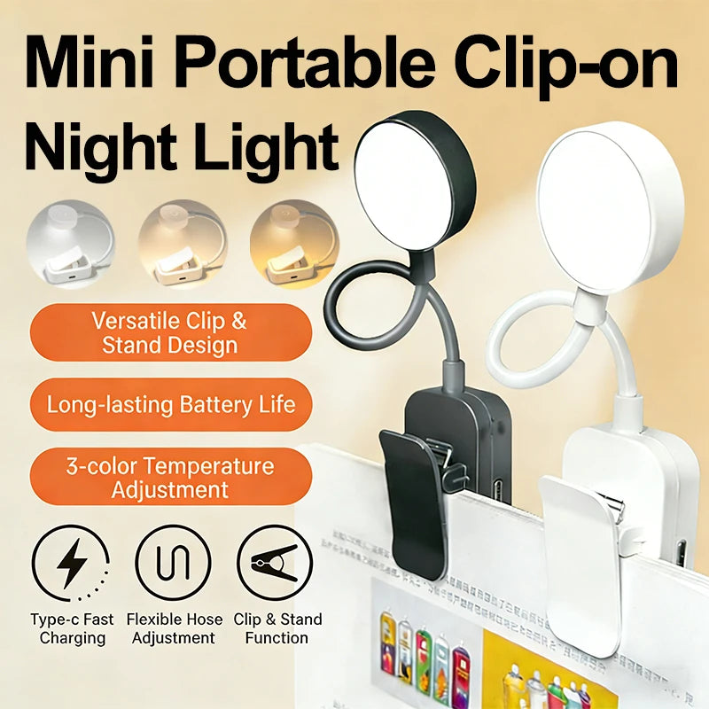 lampe lecture led réglable clip on mode couleur luminosité économie energie maison voyage pince