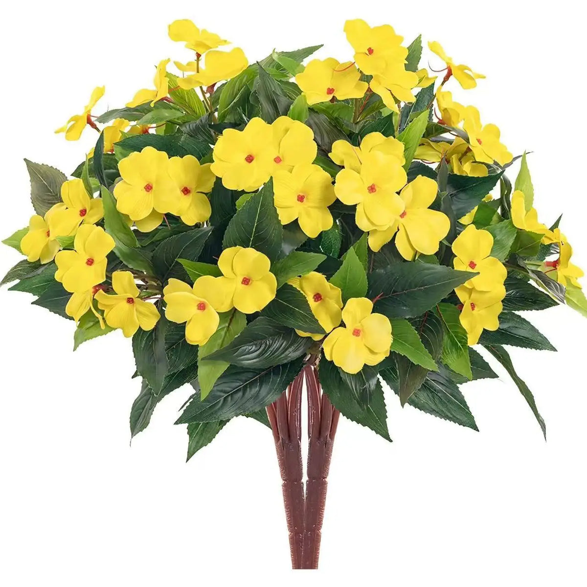 bouquet artificiel fleurs soie rouge blanc rose jaune violet feuilles vertes moderne extérieur mariage