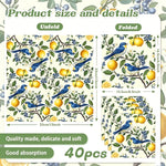 serviettes papier motif oiseaux citrons fleurs bleu jaune vert blanc 20 40 60 pièces