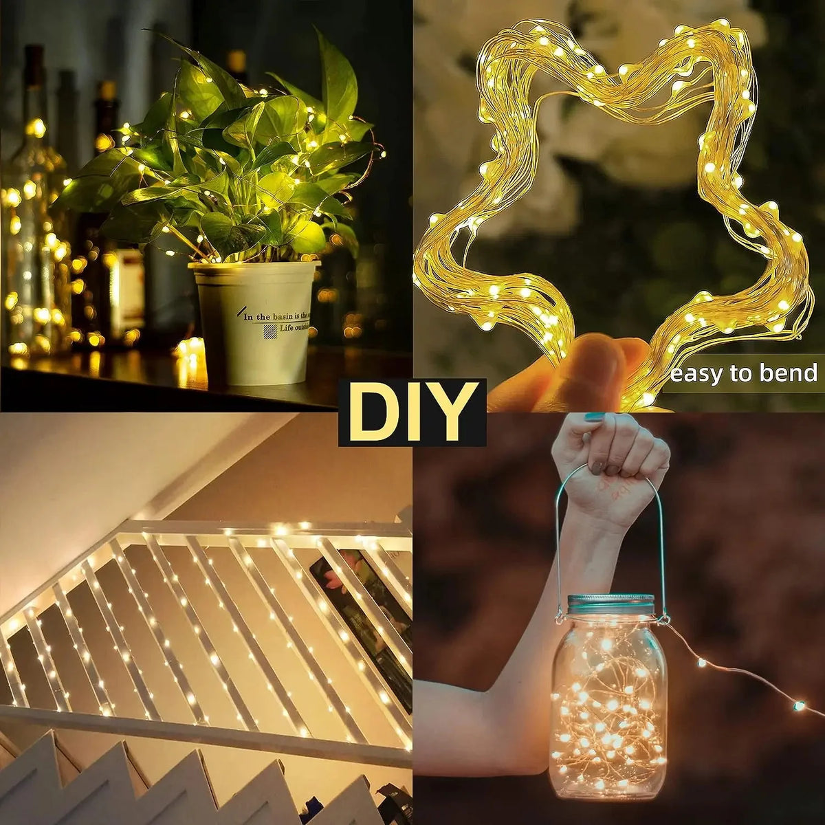 guirlande lumineuse solaire 300 led bleu doré led moderne clipsétales