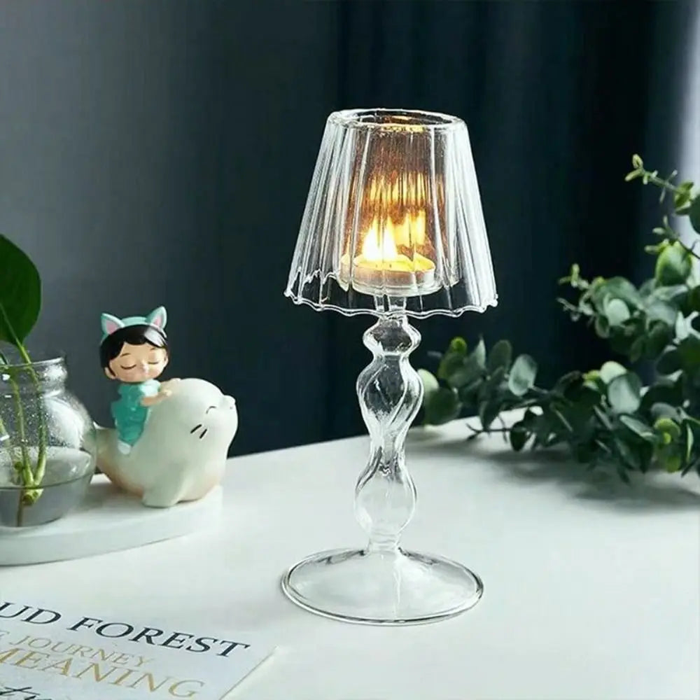 lampe table moderne transparente texture ondulée décoration intérieure contemporain abat jour base fixe