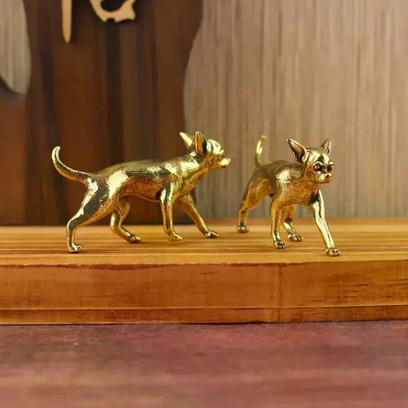 décoration dorée statues chiens métal brillant réalistes détaillées maison erotique