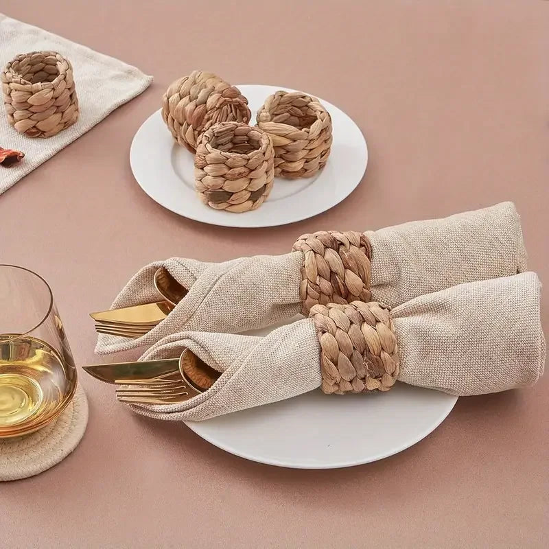 porte serviettes tressés rustiques boho beige marron clair naturels élégants 5cm diamètre set deco