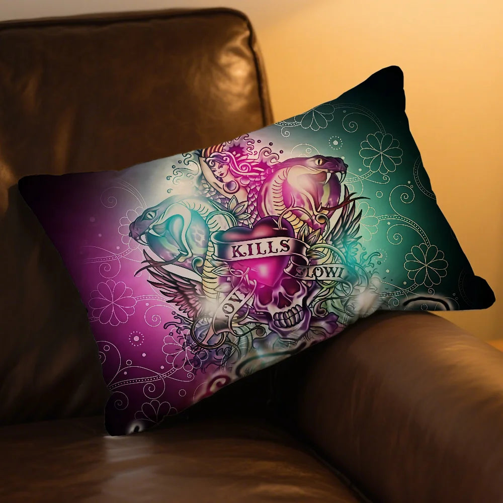 taie d'oreiller motif tigre poissons roses crânes love life graphique 100 polyester double face