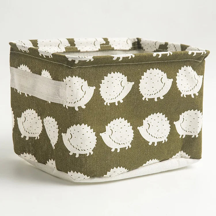 boîtes rangement pliables tissu lin respectueux environnement moderne minimaliste motifs géométriques animaux étiquettes poignées