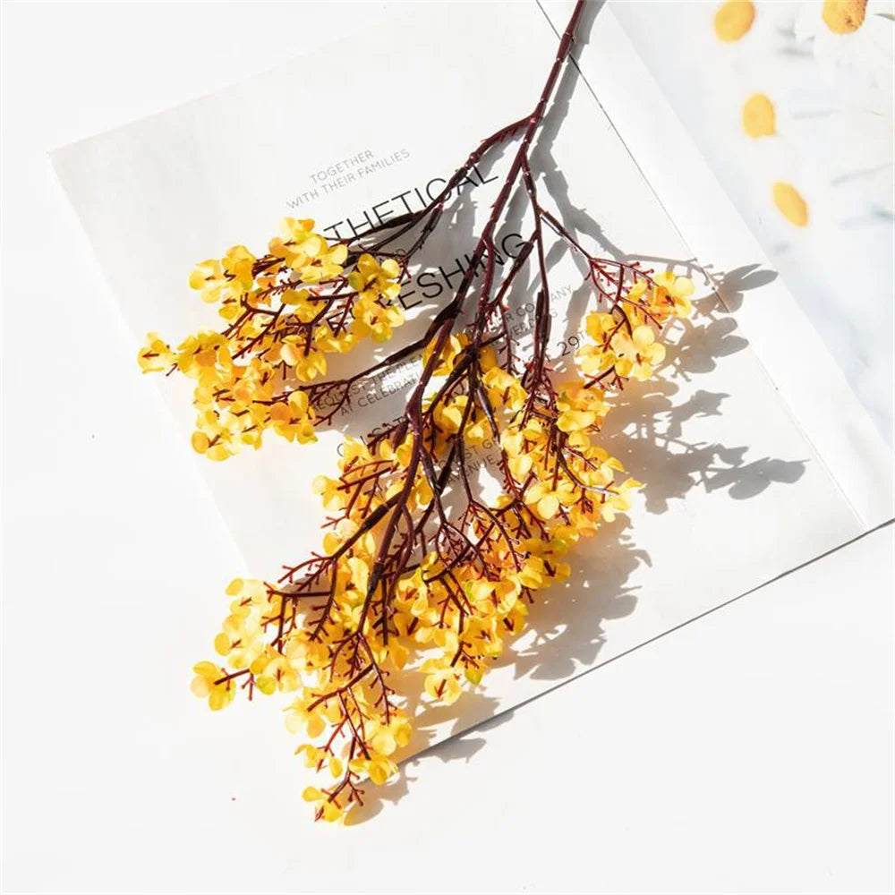 bouquet fleurs artificielles jaune rose bleu blanc mariage intérieur naturel minimaliste decoration