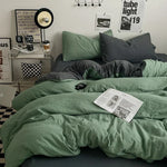 ensemble literie vert olive gris moderne housse couette fermeture éclair deux taies d'oreiller drap