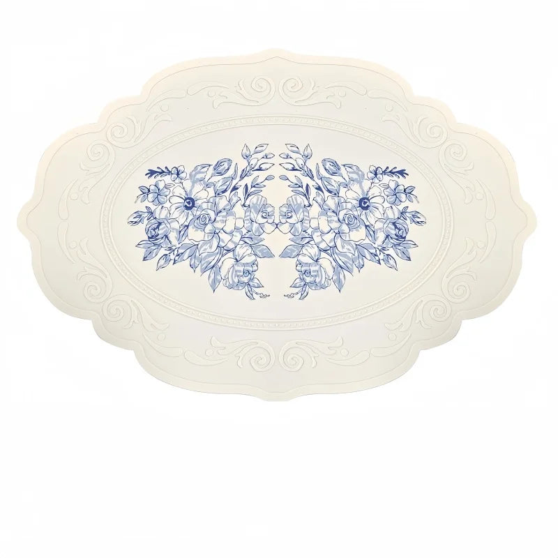 placemat blanc fleurs texture embossée silicone classique vintage antidérapant isolation table