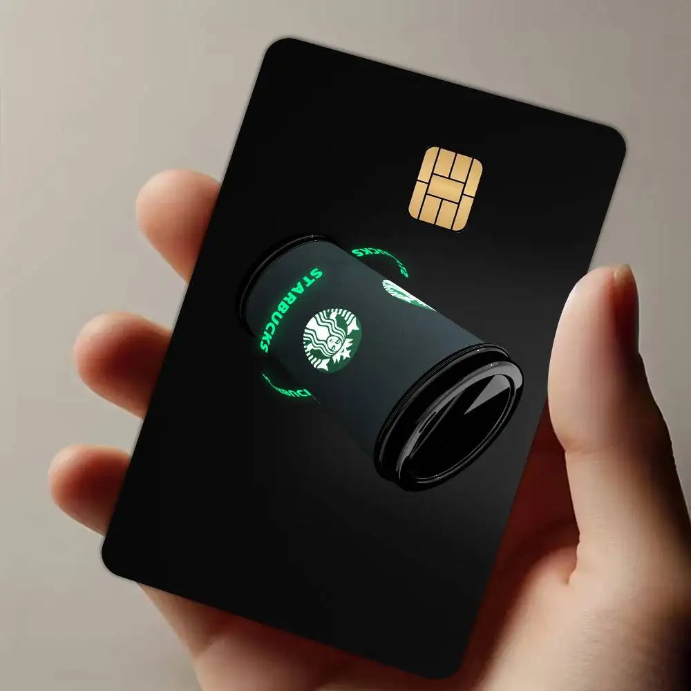 autocollant protection carte bancaire logo starbucks motif graphique moderne waterproof réutilisable