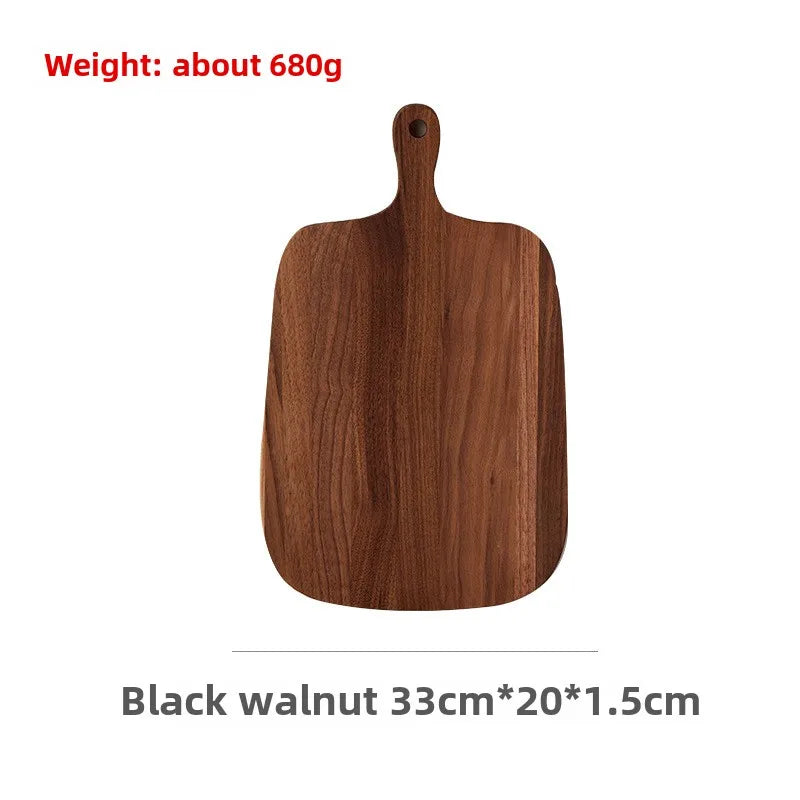 planche découper bois marron grain naturel moderne rustique poignée anneau double face respectueuse environnement
