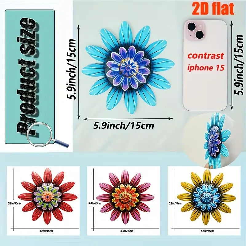 plaques murales décoratives fleurs stylisées bleu rouge jaune rose vert modernes 3d