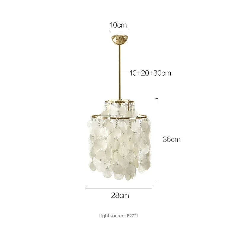 Suspension lumineuse moderne fer blanc coquillage superposé éolienne élégante chambre restaurant