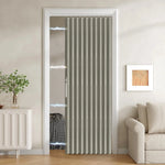 rideau porte plissé gris clair rayures verticales moderne boucles magnétiques polyester toute saison