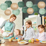 lanternes papier vert rayées mariage anniversaire noël traditionnellettes opaques sets fêtes enfants