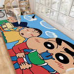 tapis dessin animé personnages anti dérapant polyester imperméable moderne vert clair bleu blanc rose