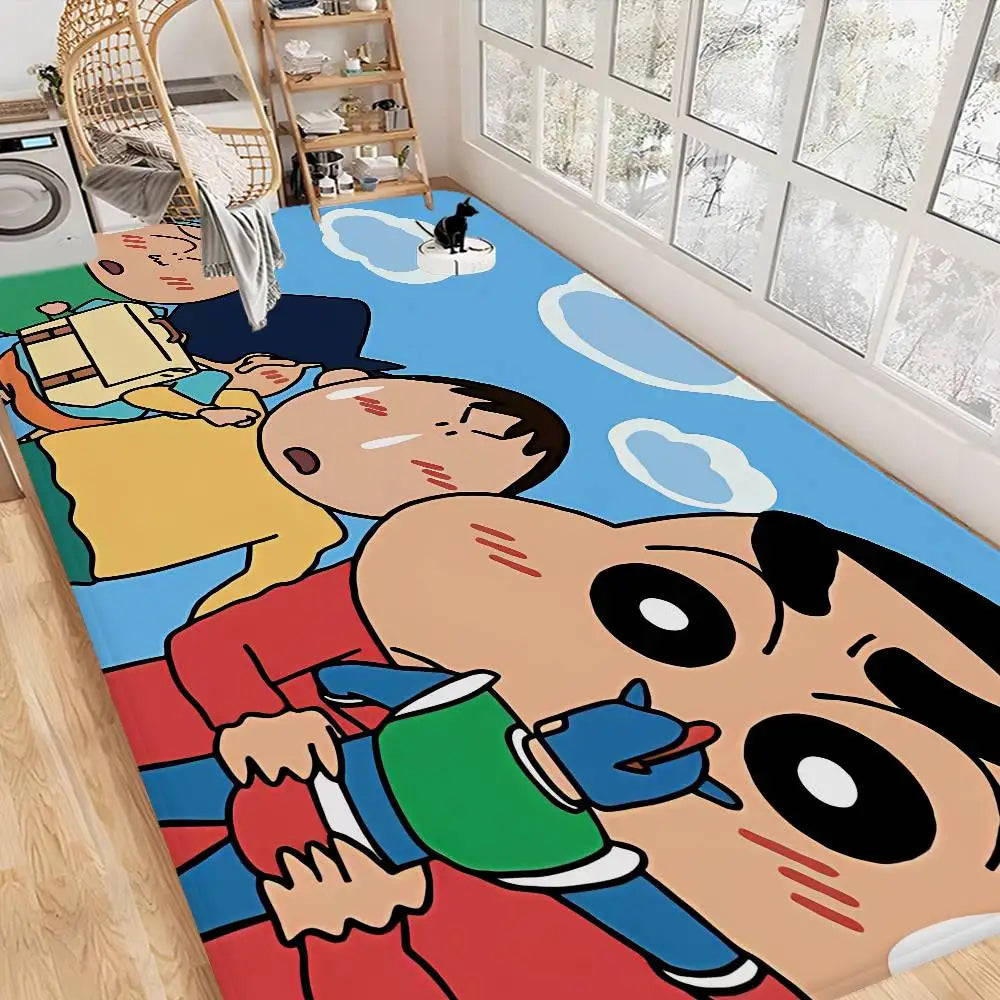 tapis dessin animé personnages anti dérapant polyester imperméable moderne vert clair bleu blanc rose