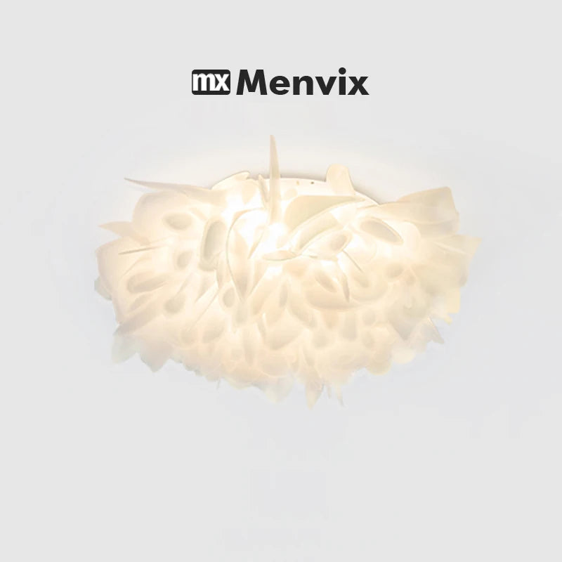 lampe suspension moderne blanc feuilles organique plaque led câbles télécommande
