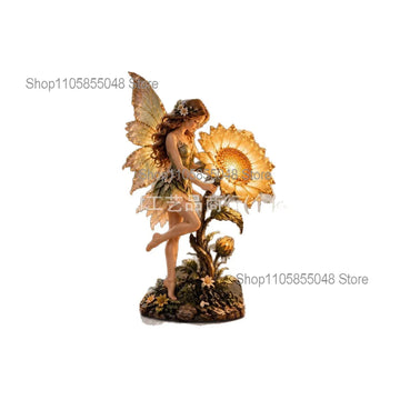 statue féerique tournesol vert doré décoration intérieur artisanale motifs floraux occasion noël anniversaire