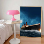 affiches murales titanic bleu noir blanc impressionnistes nuit lumière glace vague cadres