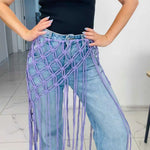 ceinture tissée franges vert olive blanche boho chic femme ACCESSOIRE JUPES MODE ETHNIQUE ANCIENT