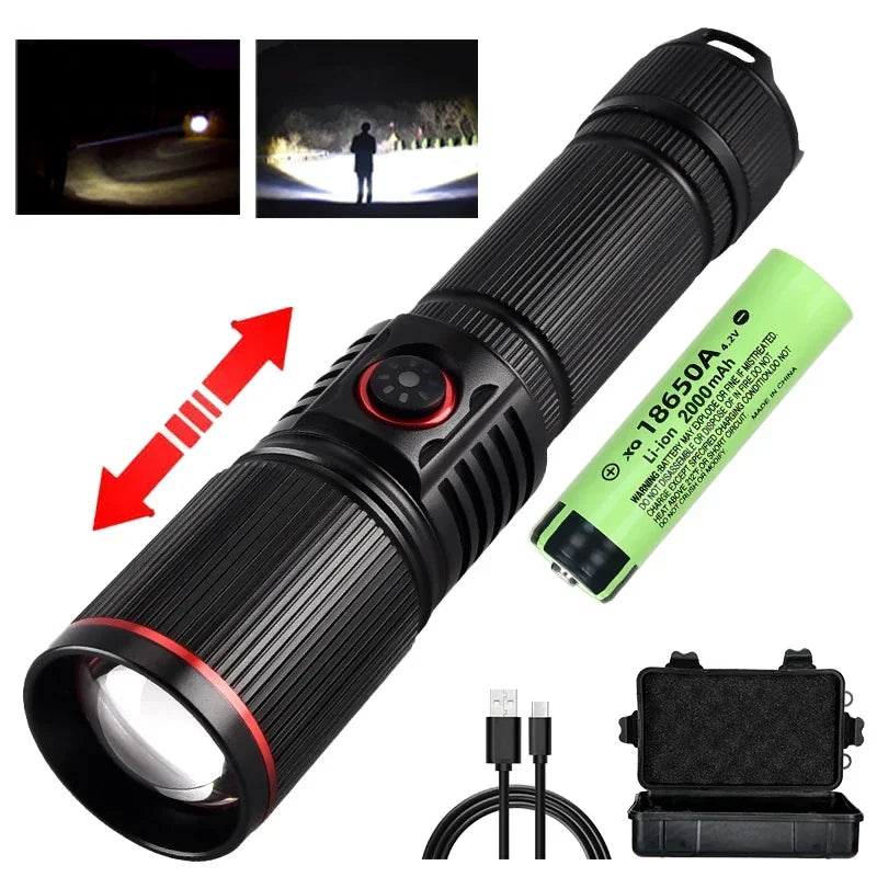 torche rechargeable 30w led noire camping intense réglable vertical moderne