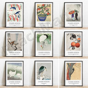 impression toile art japonais oiseaux fleurs nature cadre élégant décoration murale traditionnelle ukiyo vert
