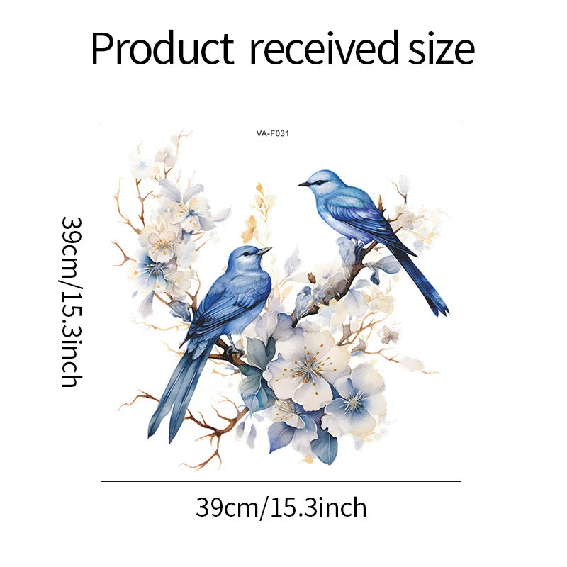 sticker mural fleurs oiseaux papillons classique art floral adhésif chambre salon