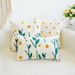 housse coussin brodée fleur blanche marguerite décoration maison salon blanc opacité décorative fixations deux