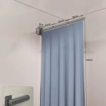 rideau douche pliable gris rayures verticales moderne salle bain clips