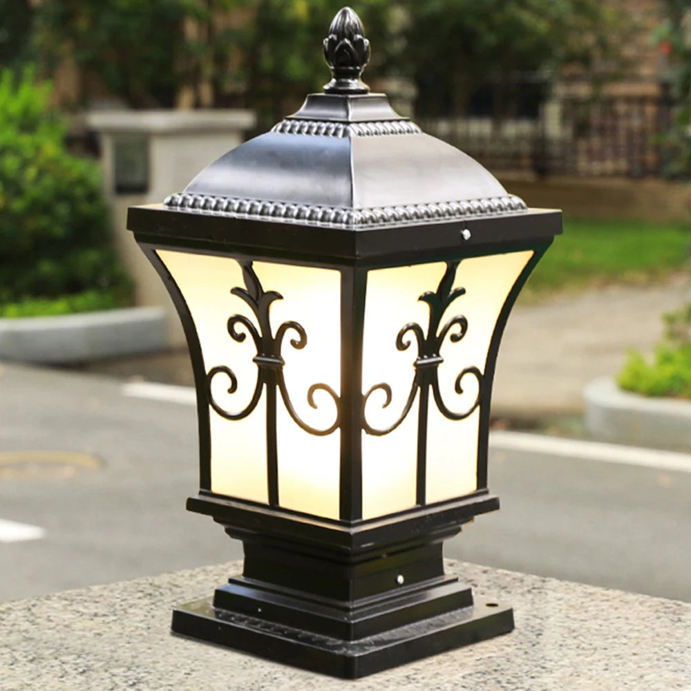 lampe jardin éclairage paysager led 220v ip44 protection classique rustique aluminium motifs géométriques