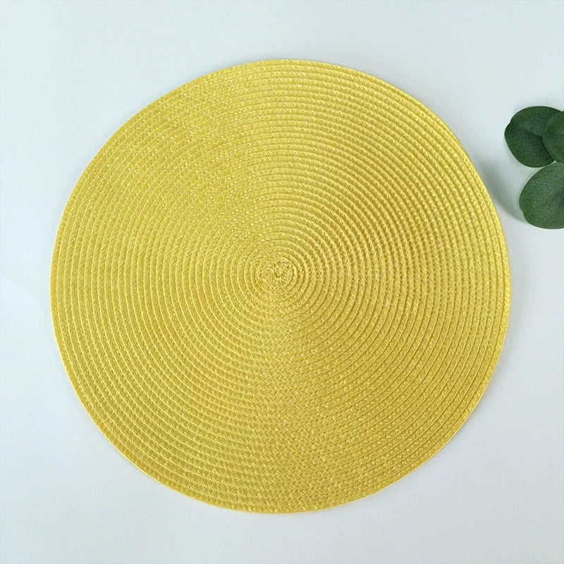 tapis table rond tissé turquois respectueux environnement moderne 15 pouces assiettes verres