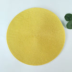 tapis table rond tissé turquois respectueux environnement moderne 15 pouces assiettes verres