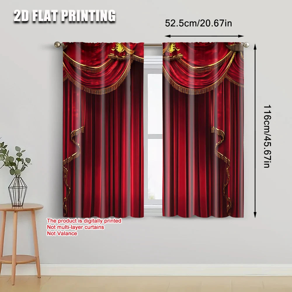 rideaux occultants rouge élégants franges dorées opaques moderne chambre salon pièces polyester