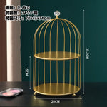 étagère double niveau or rangement cosmétiques parfums cage oiseau pieds dorés