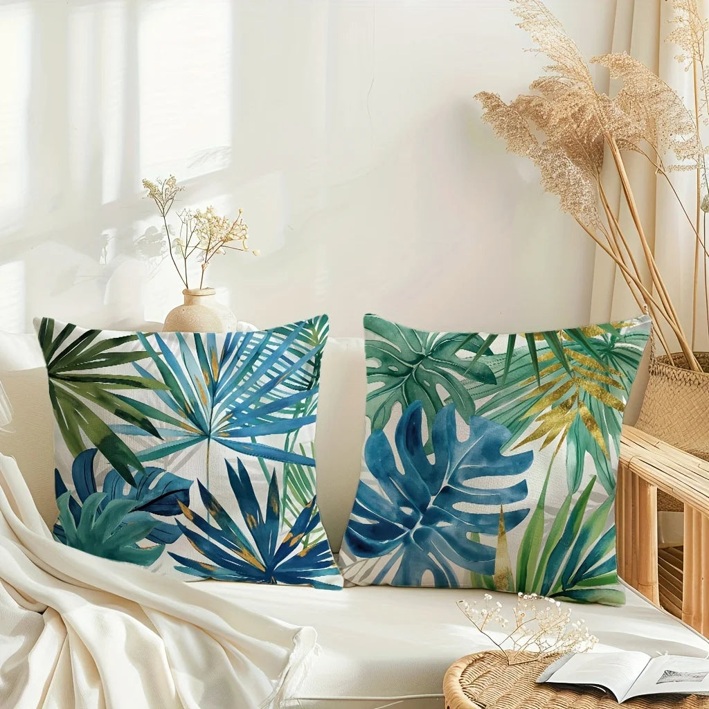 taies d'oreiller motif feuilles tropicales moderne polyester peacheskin 40x40cm 45x45cm 50x50cm 60x60cm