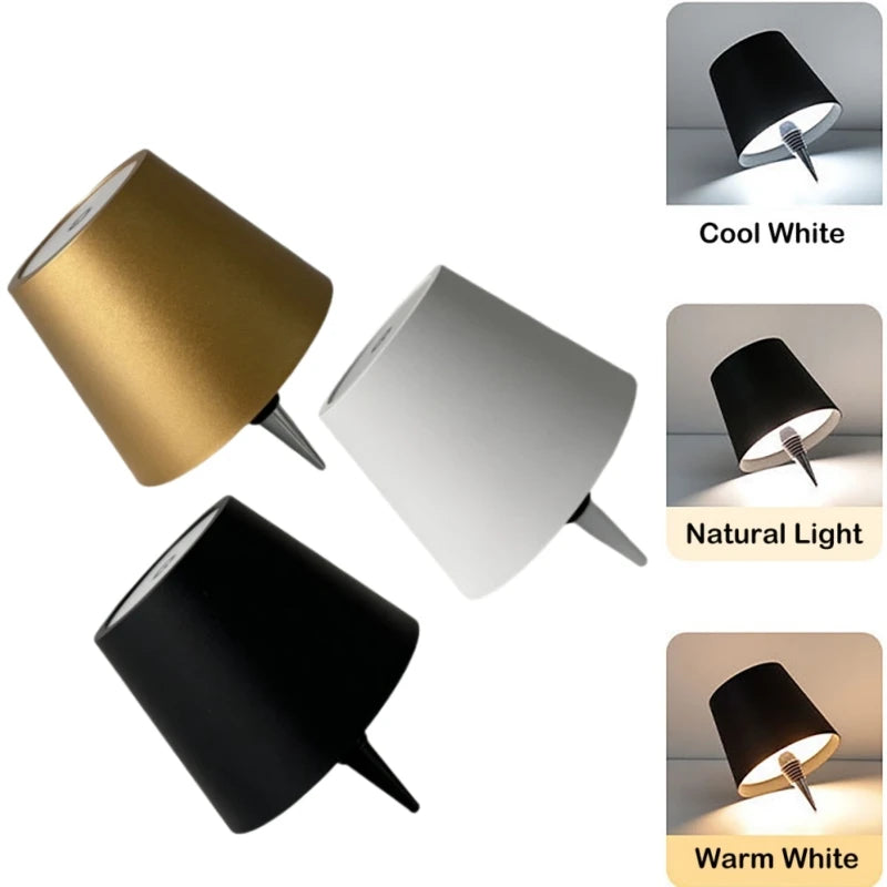lampe table led rechargeable couleurs or blanc noir moderne tactile
