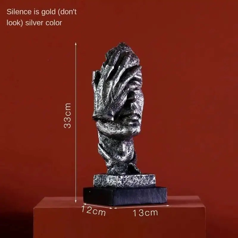 statuette or silencieux homme masqué moderne abstraite art classique hauteur 31cm largeur 11cm poids