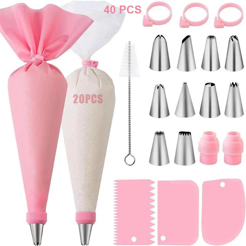 kit pâtisserie sacs pâte douilles métalliques tampons outils pâte silicone couleurs violet rose bleu