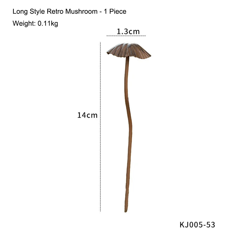 piquets decoratifs jardin metal forme champignons retro decoration exterieure printemps amusants miniatures marron gris