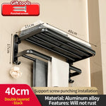 porte serviettes mural aluminium noir étagères salle bain moderne laqué insertion boulon
