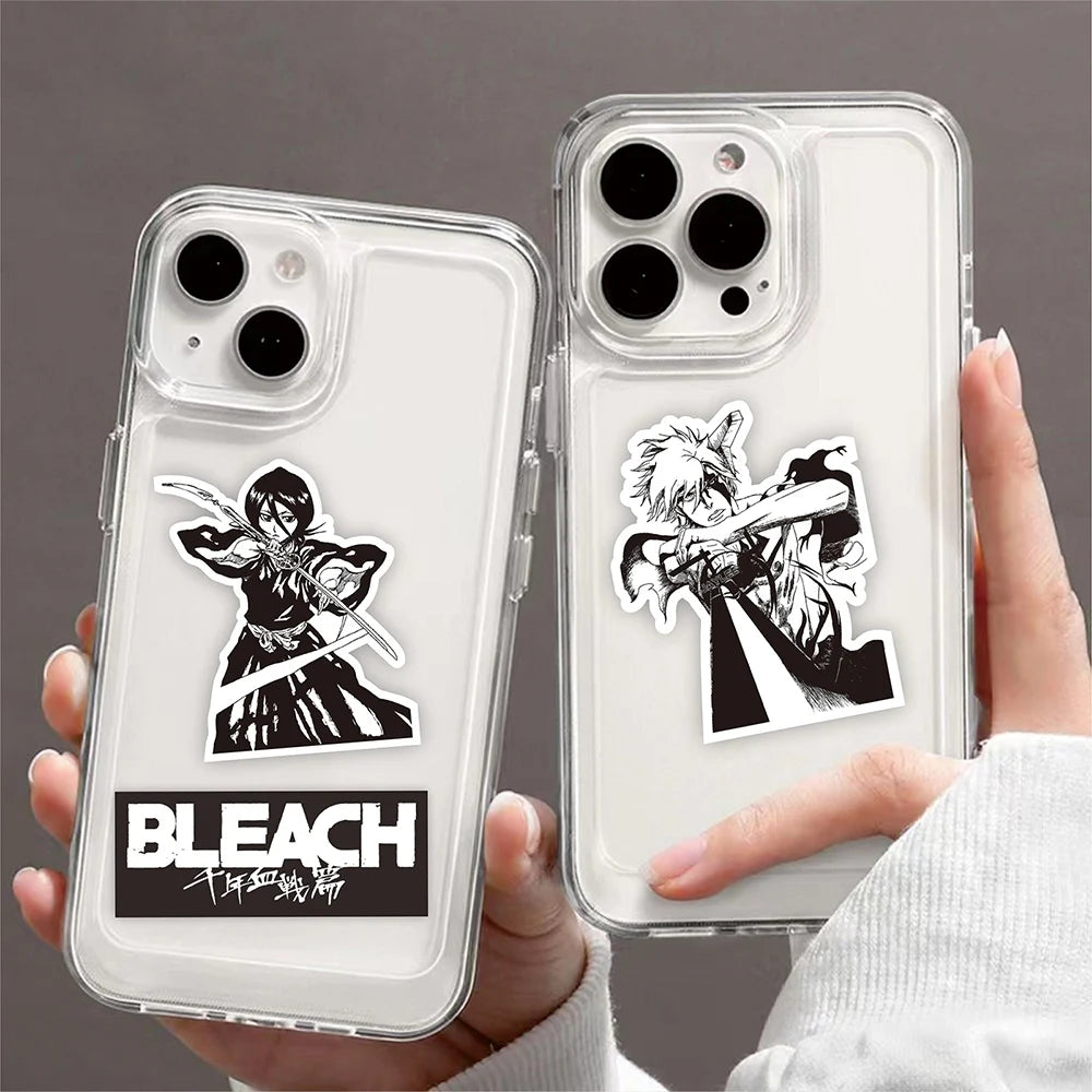 sticker anime bleach personnages textes adhésifs collection noirs blancs bricolage téléphone portable