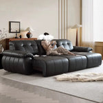 Canapé lit moderne simili cuir noir oreillers variable bed électrique 285cm