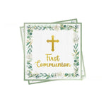assiettes jetables thème eucharistique croix dorée fleurs mariage baptême anniversaire fêtes enfants