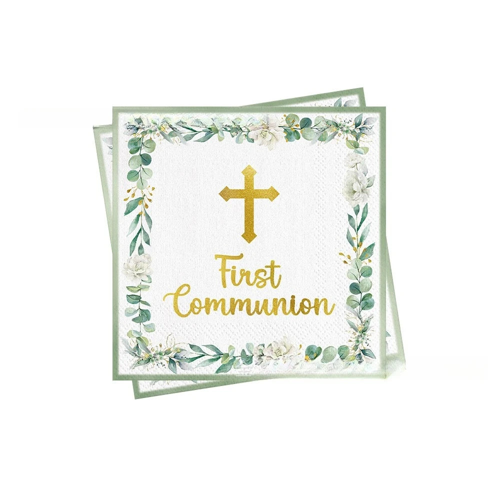 assiettes jetables thème eucharistique croix dorée fleurs mariage baptême anniversaire fêtes enfants
