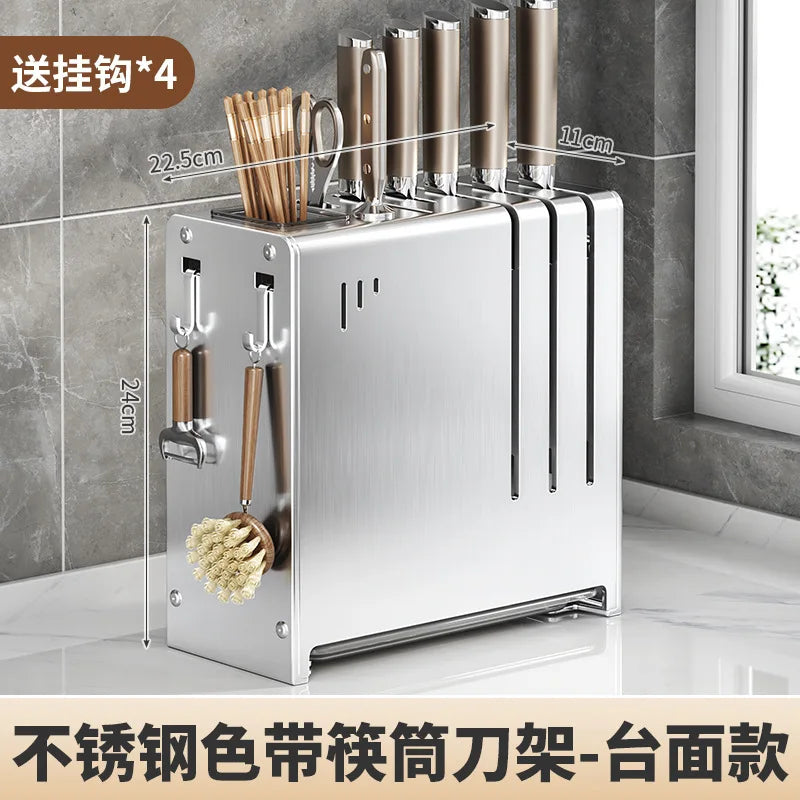 porte couteaux moderne bloc argenté fixe mur vis couteaux scie brosse étiquettes français