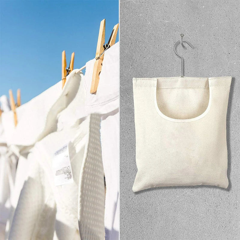 sac rangement suspendu pinces linge toile lin motif pince noire rustique utilitaireextérieur chambre beige