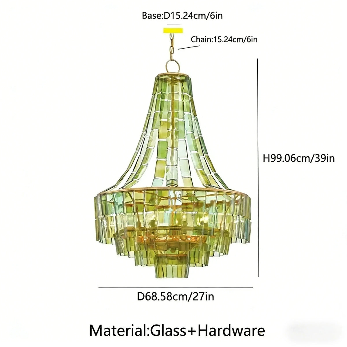 lustre moderne géométrique vert doré blanc transparent chambre salon