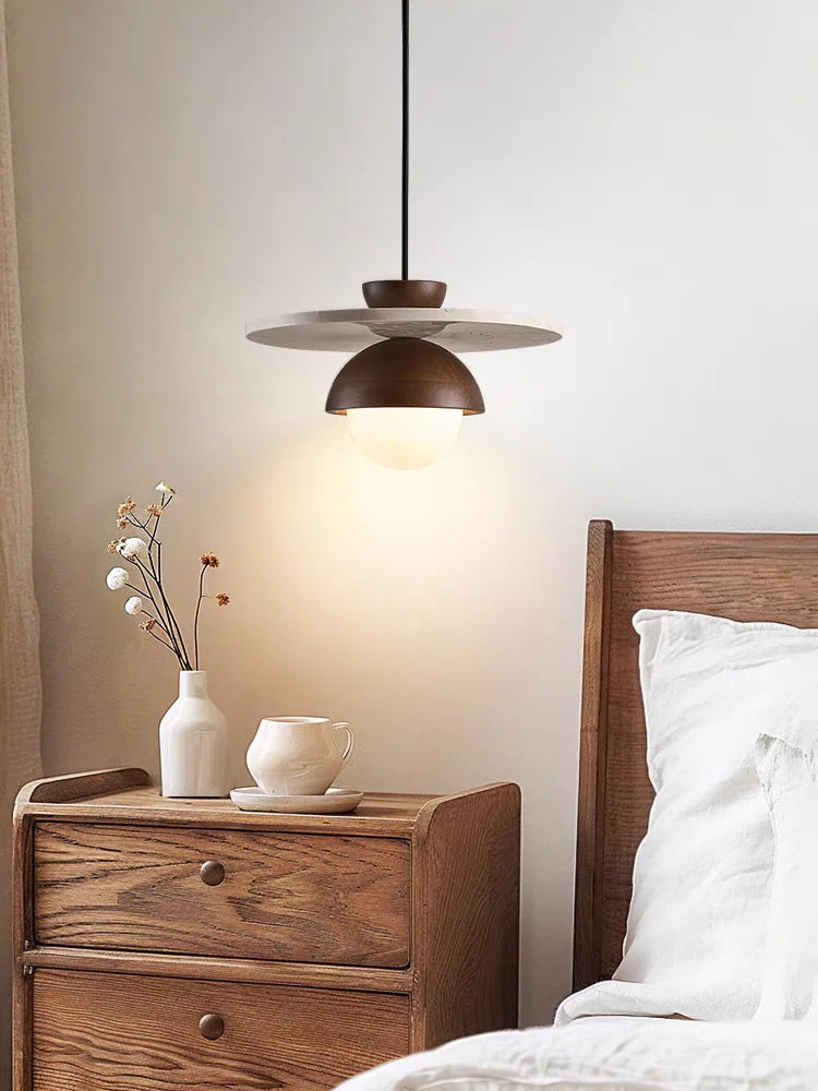 suspension lumineuse bois moderne minimaliste marron clair chambre salon restaurant couloir étude
